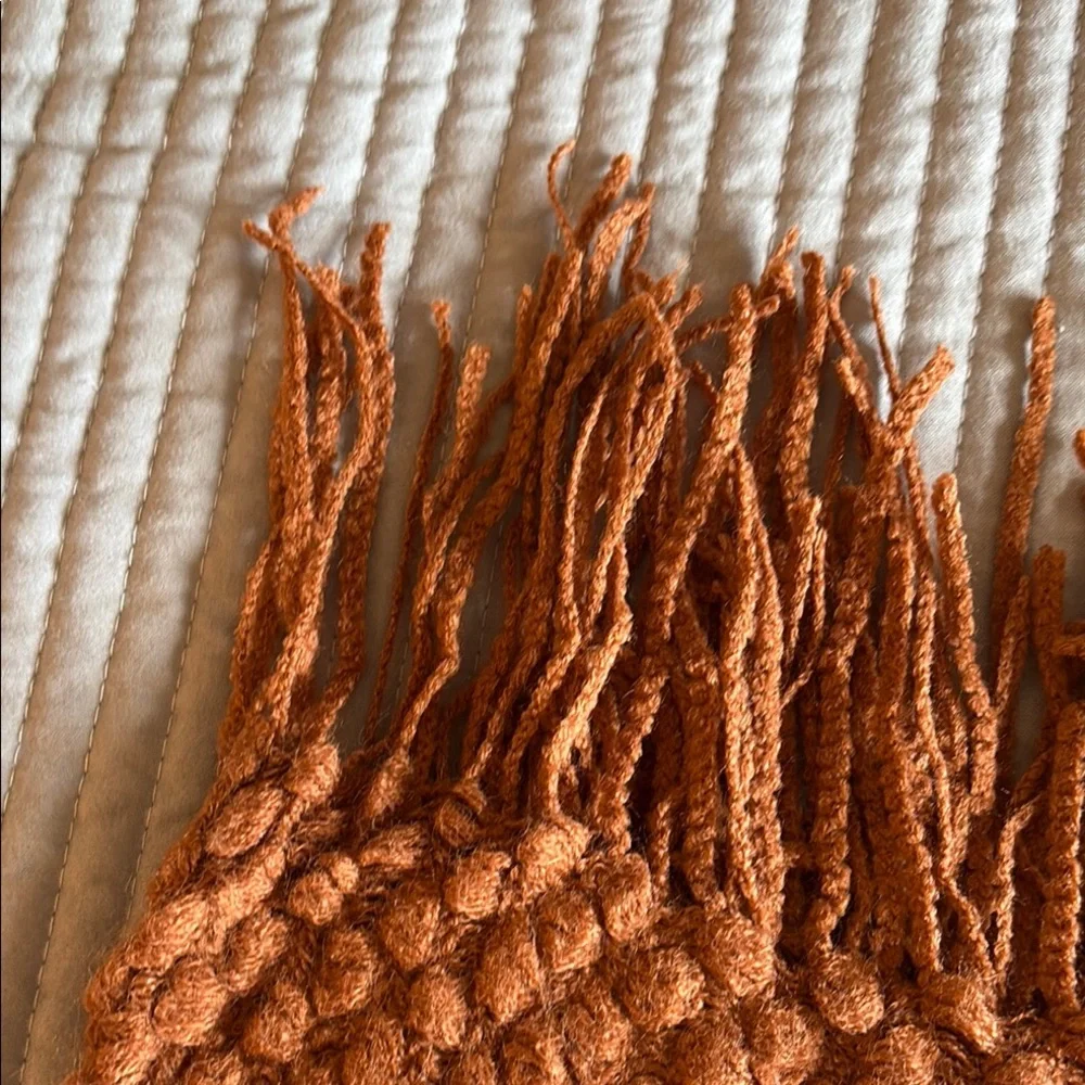 Cozy Orange Brown Knit Throw